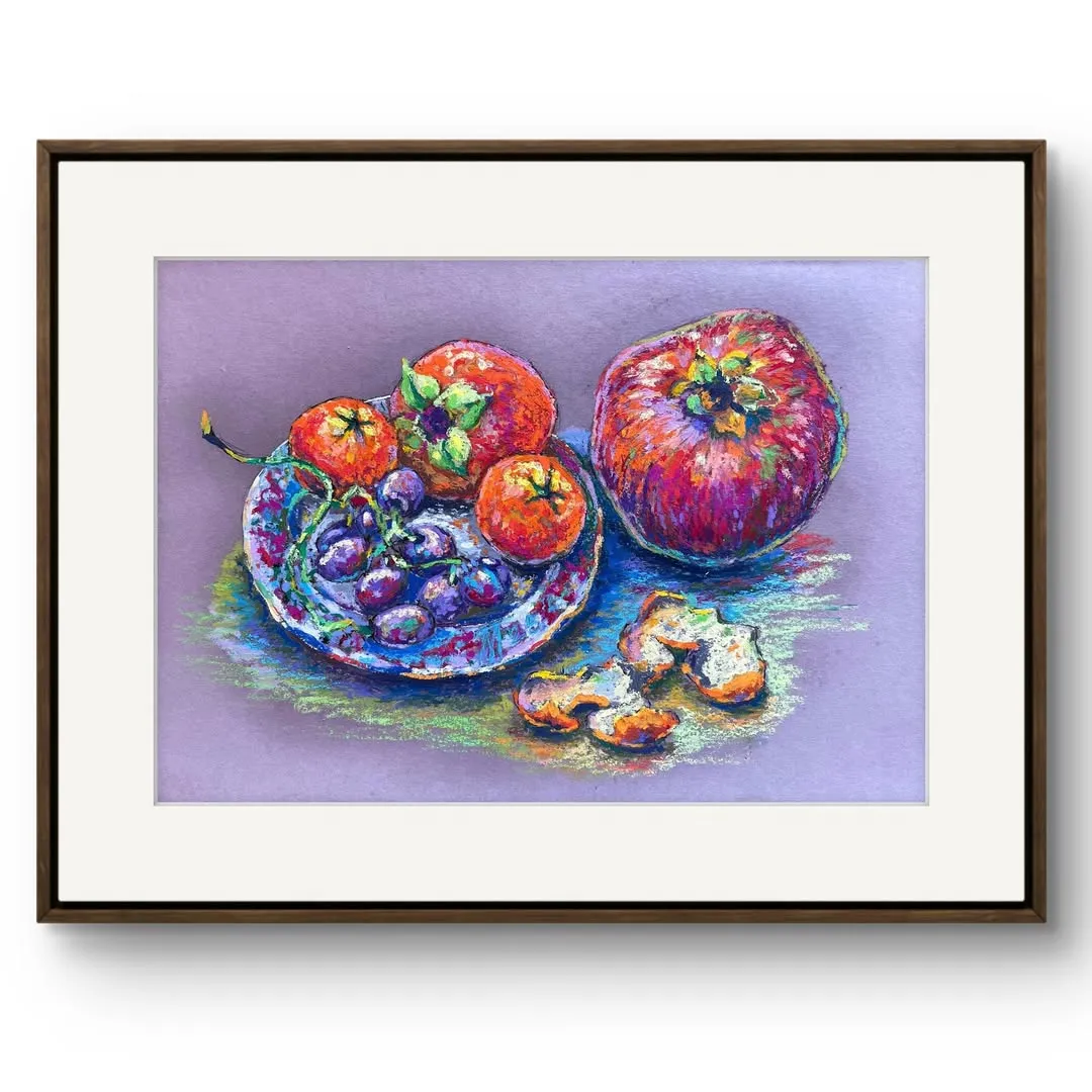 “Fruit plate”  Oil pastel, paper. 30х20см 2024 (2024)
