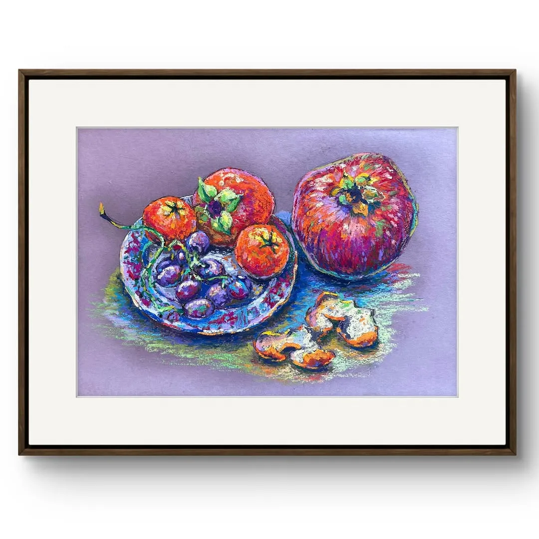 “Fruit plate”  Oil pastel, paper. 30х20см 2024 (2024)