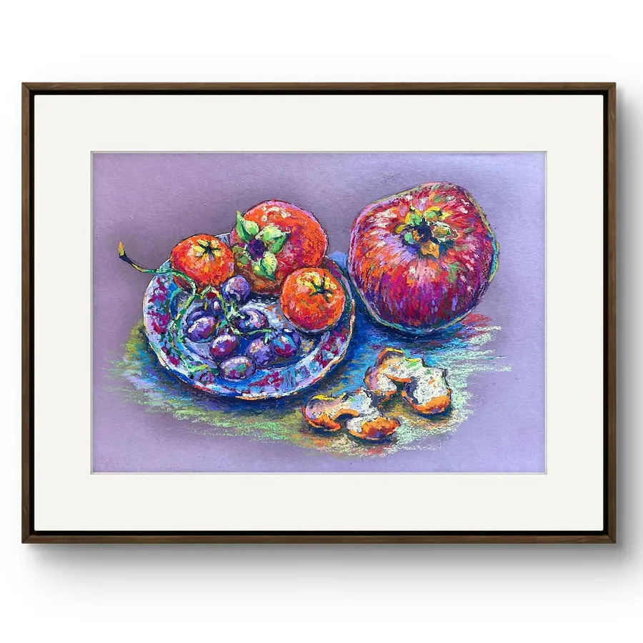 Зображення "“Fruit plate”  Oil pastel, paper. 30х20см 2024" від Pavlo Melnyk, розмір: 30х20 см, матеріали: Масляна пастель, папір, лак, медіум: Графіка, місто: Київ , серія: Пастель ніжна, ціна: $90