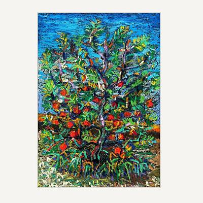 Autumn apple tree with fruits