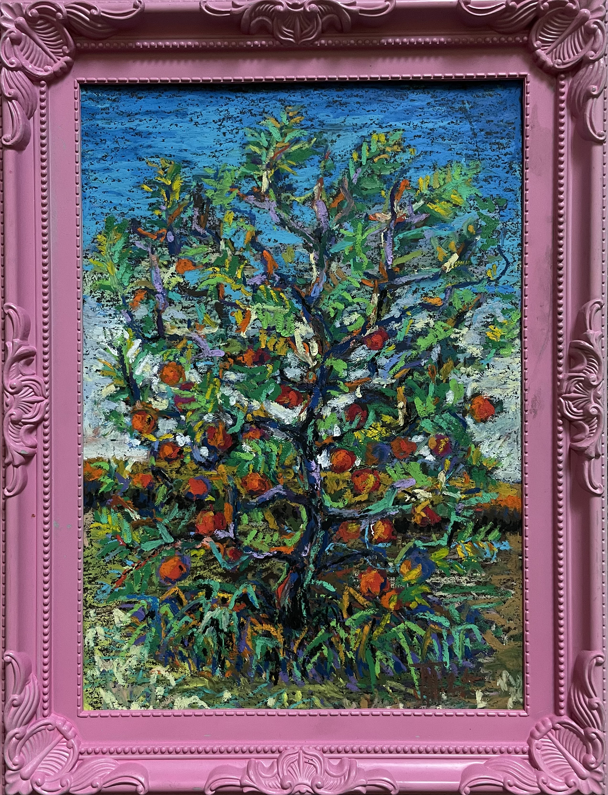 Autumn apple tree with fruits